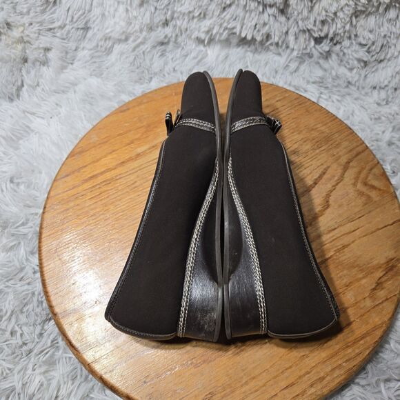 Rangoni Womens Size 9/9.5 Brown Fabric Bow Leather Lining Shoes Made in Italy - Picture 5 of 8